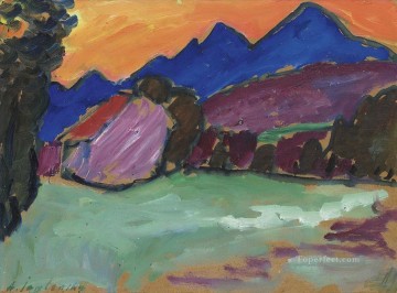 Expressionism Painting - roter abend blaue berge 1910 Alexej von Jawlensky Expressionism